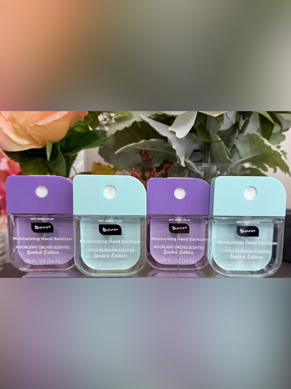 🆕🪻 b•pure LIMITED EDITION 4-PIECE HAND SANITIZER SPRAY SET. BRAND NEW.